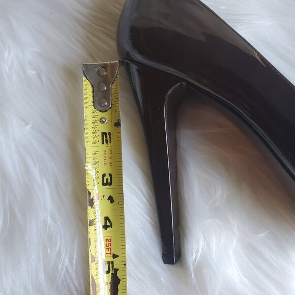 Stuart Weitzman Burgundy Patent Leather Peep Toe Platform Pumps SZ 8.5 - Picture 11 of 12